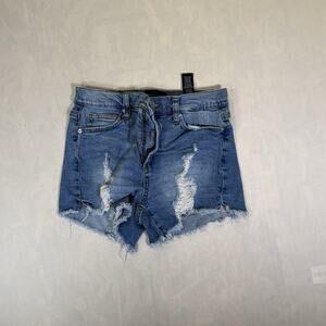 Kendall + Kylie Shorts Womens 5/27 Blue Denim Stretch Distressed Normcore Ladies